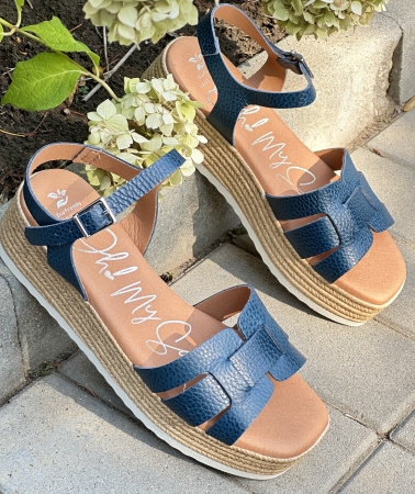 Дамски ежедневни сандали от естествена кожа в синьо 5209 Oh my sandals