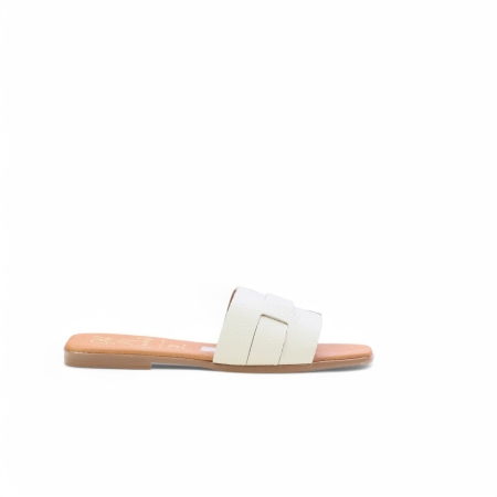 Дамски ежедневни чехли от естествена кожа бежови 5550 Oh My Sandals