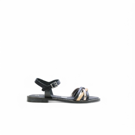 Дамски ежедневни сандали от естествена кожа черни 5574 Oh My Sandals