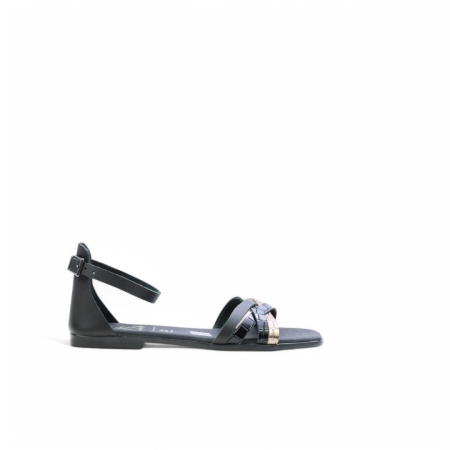 Дамски ежедневни сандали от естествена кожа черни 5554 Oh My Sandals