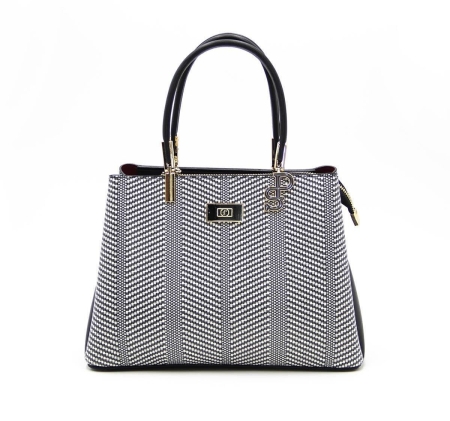 Дамска елегантна чанта в бяло и черно 1098 M132 Silver&Polo