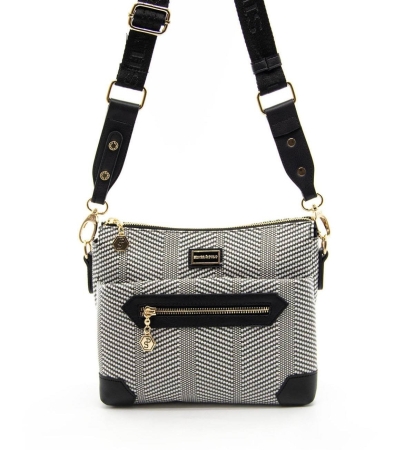 Дамска чанта през рамо в бяло и черно 1110 M132 Silver&Polo