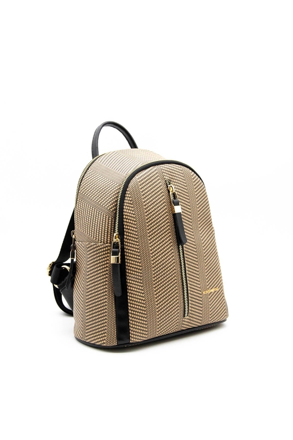 Дамска раница в бежово и черно 901 M132 Hasir Silver&Polo