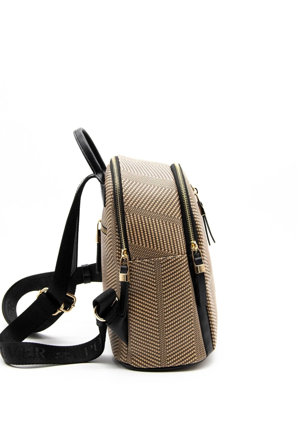 Дамска раница в бежово и черно 901 M132 Hasir Silver&Polo