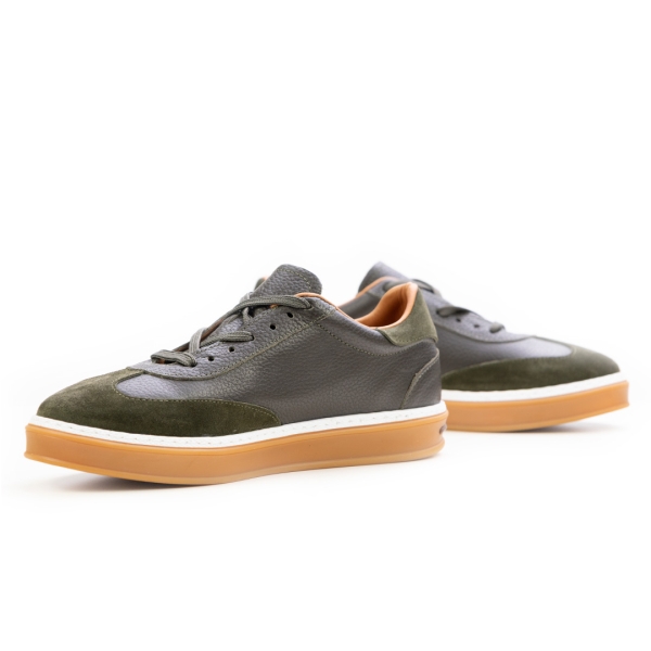 Мъжки спортни обувки в комбинация естествена кожа и естествен велур зелени LP-S