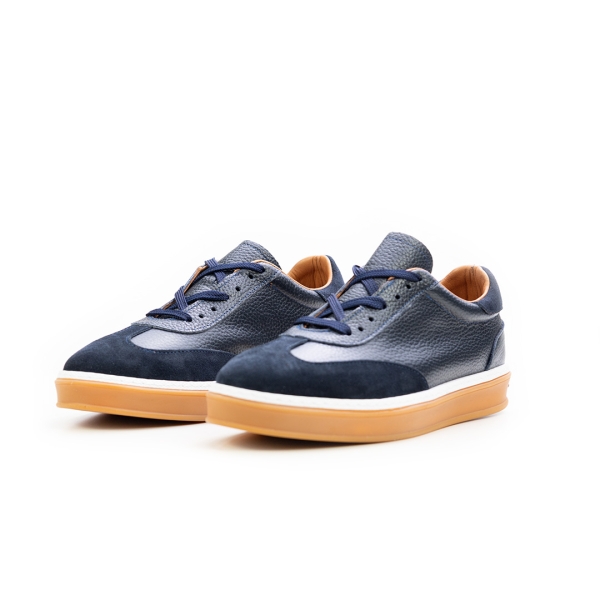 Мъжки спортни обувки в комбинация естествена кожа и естествен велур сини LP-S