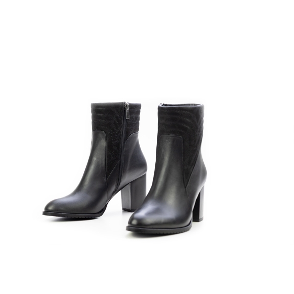 Дамски елегантни боти в комбинация естествена кожа и естествен набук черни 370-100-196