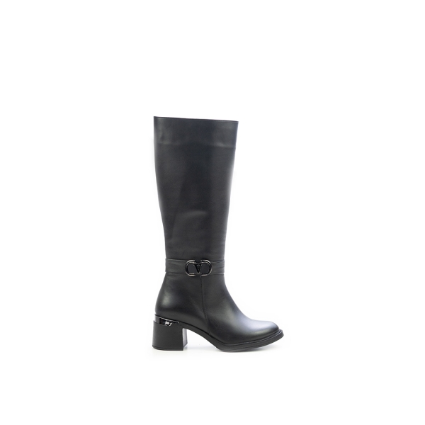 Дамски елегантни ботуши от естествена кожа черни 653-13-106