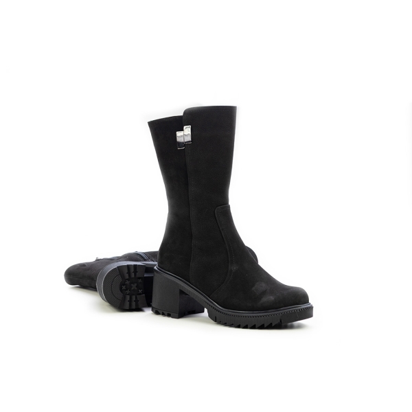 Дамски ежедневни боти от естествен набук черни 10-100-31-2094