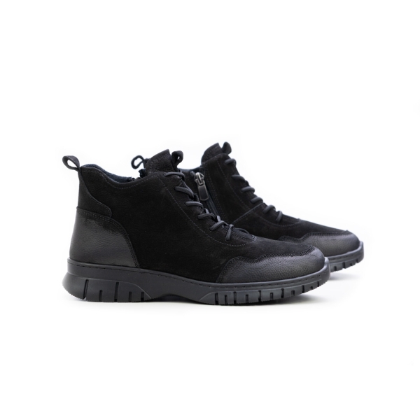 Дамски ежедневни боти от естествен набук черни 25610 S