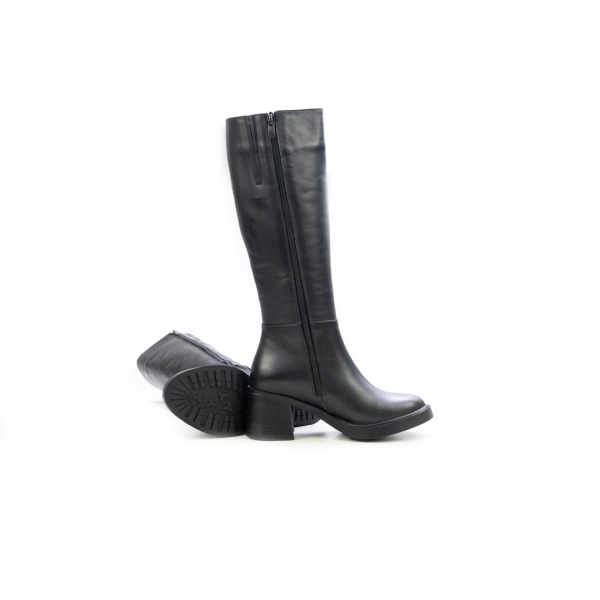 Дамски елегантни ботуши от естествена кожа черни 564-35-132