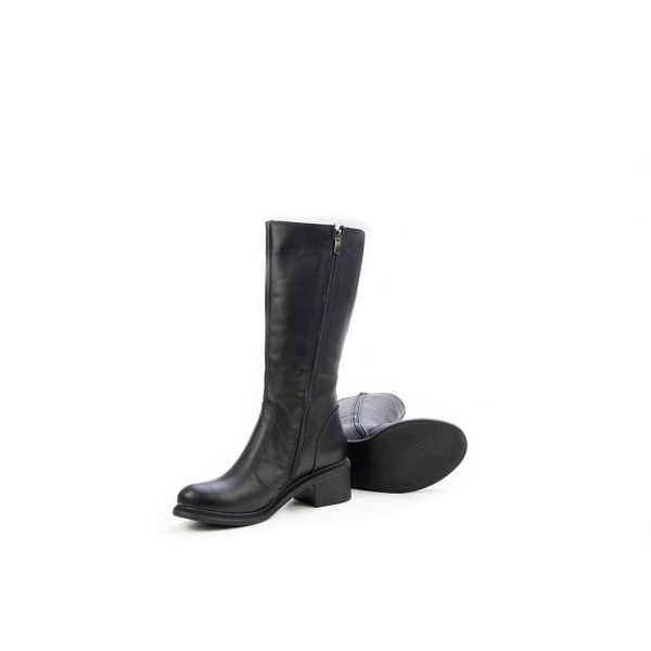 Дамски ежедневни ботуши от естествена кожа черни 750-46-13