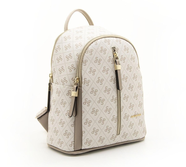 Дамска раница в бежово и кафяво 901 M178 SP Print Silver&Polo 