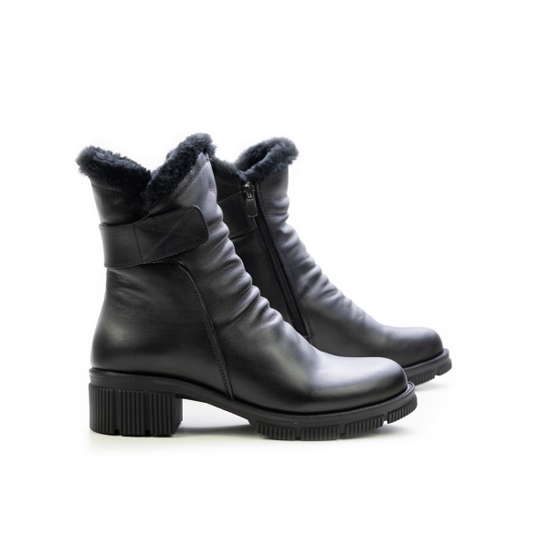 Дамски ежедневни боти от естествена кожа черни 952-03