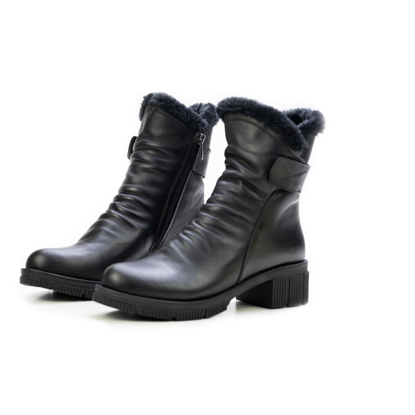 Дамски ежедневни боти от естествена кожа черни 952-03