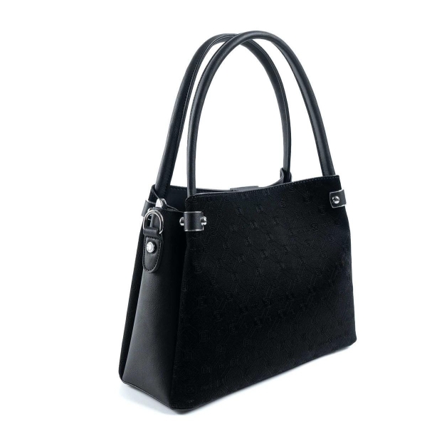 Дамска елегантна чанта черна 1254 M12 Silver&Polo