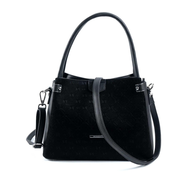 Дамска елегантна чанта черна 1254 M12 Silver&Polo