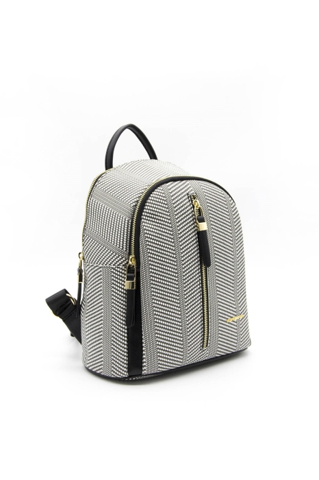 Дамска раница в бяло и черно 901 M132 Hasir Silver&Polo