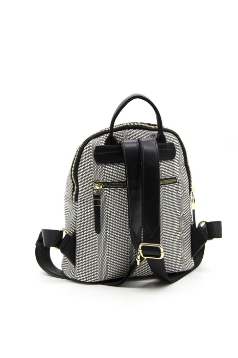 Дамска раница в бяло и черно 901 M132 Hasir Silver&Polo