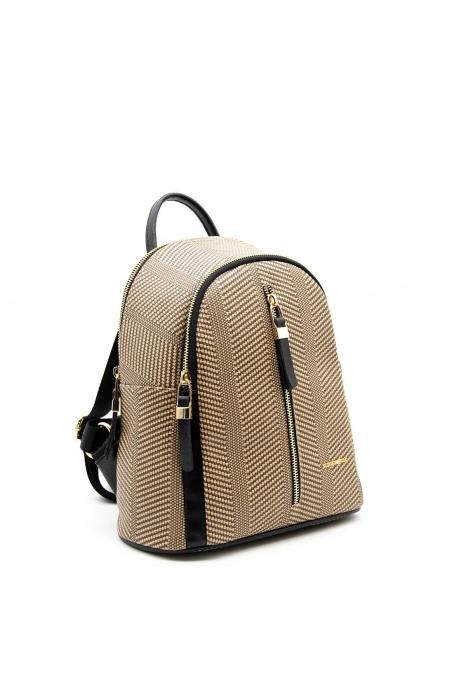 Дамска раница в бежово и черно 901 M132 Hasir Silver&Polo