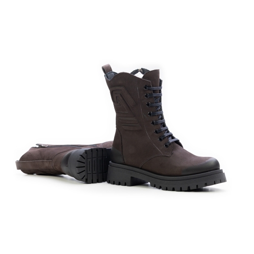 Дамски ежедневни боти от естествен набук кафяви 400-134