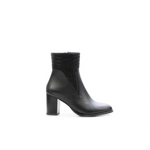 Дамски елегантни боти в комбинация естествена кожа и естествен набук черни 370-100-196