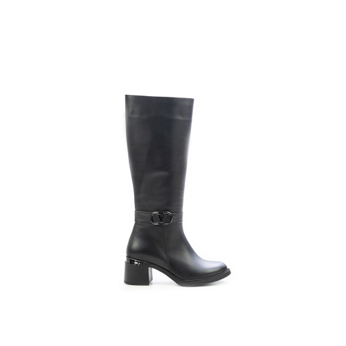 Дамски елегантни ботуши от естествена кожа черни 653-13-106