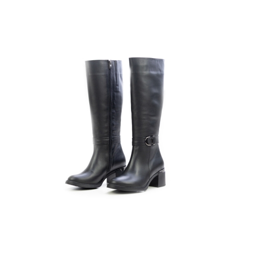 Дамски елегантни ботуши от естествена кожа черни 653-13-106