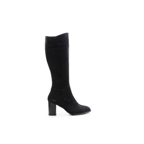 Дамски елегантни ботуши от естествен велур черни 372-180