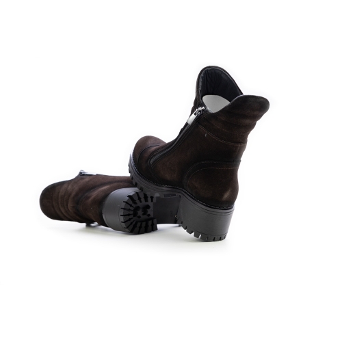 Дамски ежедневни боти от естествен велур тъмно кафяви 311-61