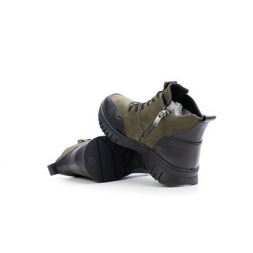 Дамски ежедневни боти от естествен набук тъмно зелени 25610-1349