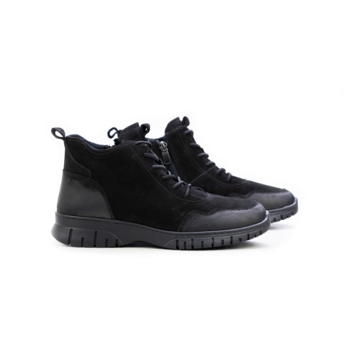 Дамски ежедневни боти от естествен набук черни 25610 S