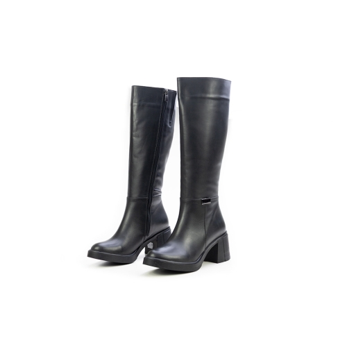 Дамски елегантни ботуши от естествена кожа черни 564-35-132