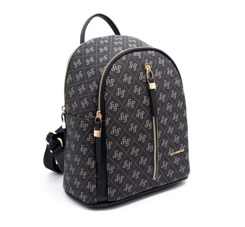 Дамска раница в черно и бежово 901 M178 SP Print Silver&Polo