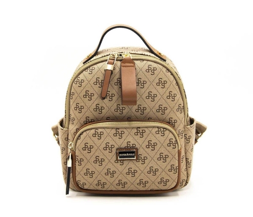 Дамска раница в бежово и кафяво 1130 M178 SP print Silver&Polo