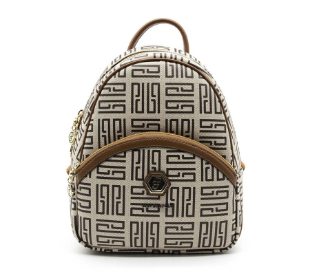 Дамска раница в бежово и кафяво 945 M11 PP Labirent Silver&Polo