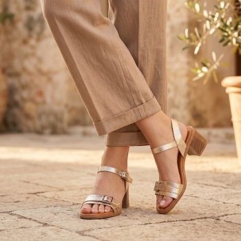 Дамски ежедневни сандали от естествена кожа в злато 5907 Oh My Sandals
