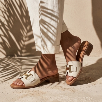 Дамски ежедневни чехли от естествена кожа бежови 5890 Oh My Sandals