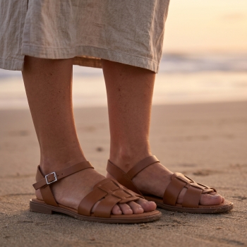 Дамски ежедневни сандали от естествена кожа кафяви 5824 Oh My Sandals