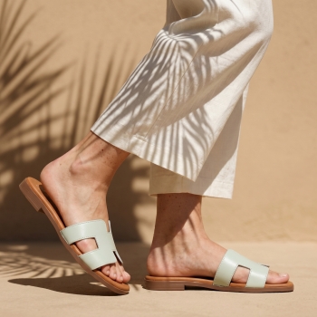 Дамски ежедневни чехли от естествена кожа мента 5810 Oh My Sandals