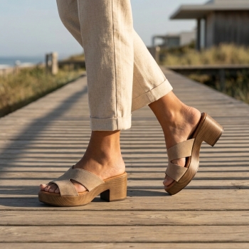 Дамски ежедневни чехли от естествен велур бежови 5920 Oh My Sandals