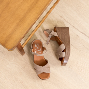 Дамски ежедневни сандали от естествен велур бежови 6044 Oh My Sandals
