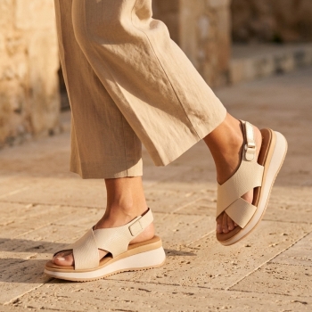 Дамски ежедневни сандали от естествена кожа бежови 5943 Oh! My sandals