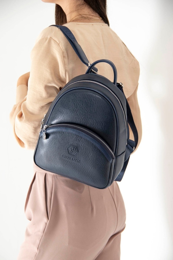 Дамска раница тъмно синя 945 M69 Marlo Soft Silver&Polo