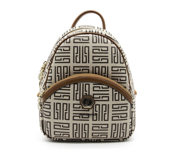 Дамска раница в бежово и кафяво 945 M11 PP Labirent Silver&Polo