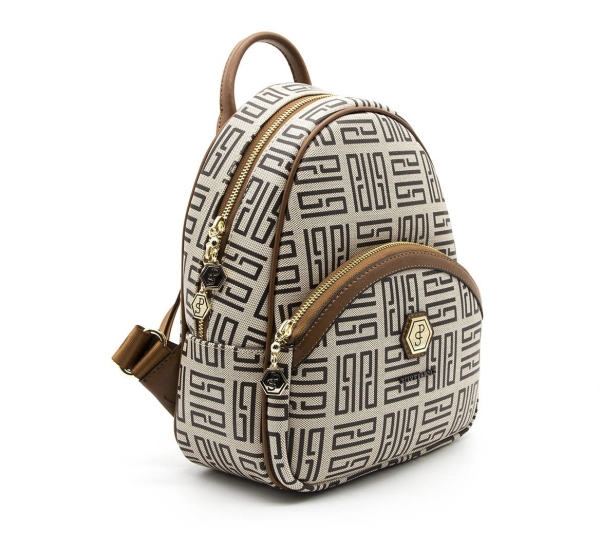 Дамска раница в бежово и кафяво 945 M11 PP Labirent Silver&Polo