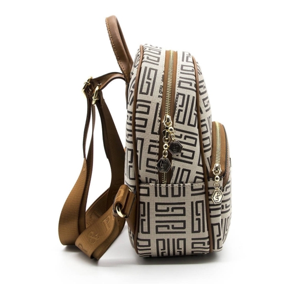 Дамска раница в бежово и кафяво 945 M11 PP Labirent Silver&Polo