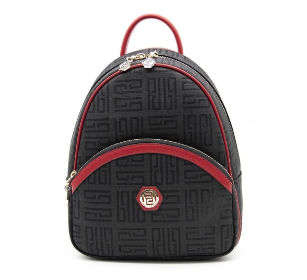 Дамска раница в черно и червено 945 M11 PP Labirent Silver&Polo