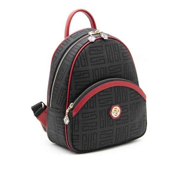 Дамска раница в черно и червено 945 M11 PP Labirent Silver&Polo