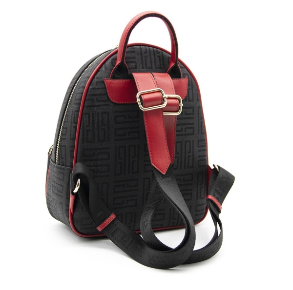 Дамска раница в черно и червено 945 M11 PP Labirent Silver&Polo